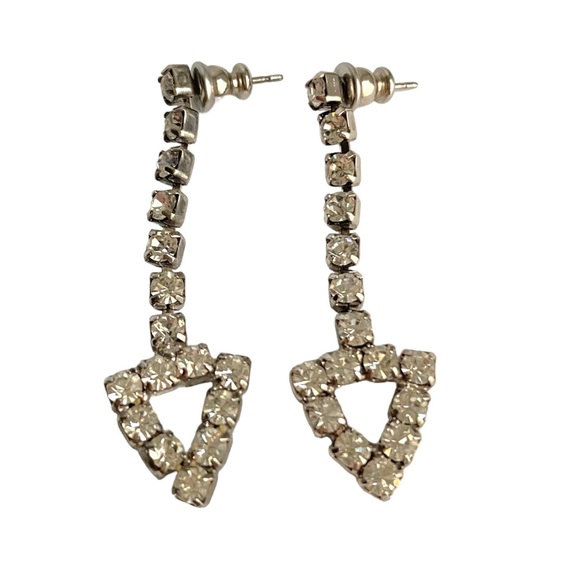 Vintage 1980s Flower Drop Rhinestone Earrings